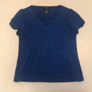 Royal blue v-neck silky tee